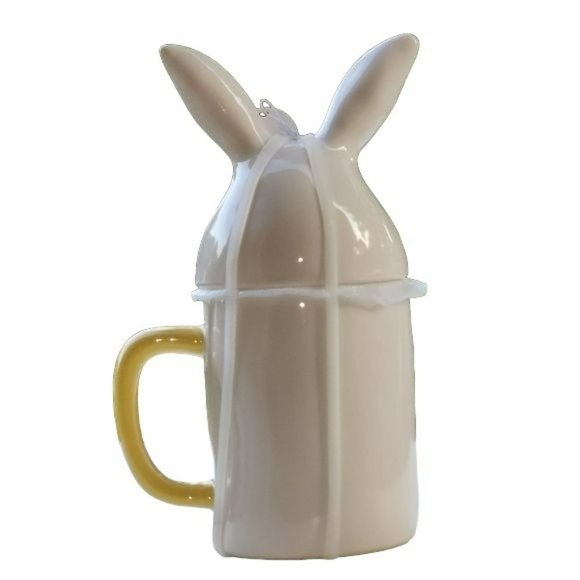 Rae Dunn Cotton Tail Cutie Bunny White‎ Ceramic Coffee Mug With Topper 16oz - Picture 2 of 8